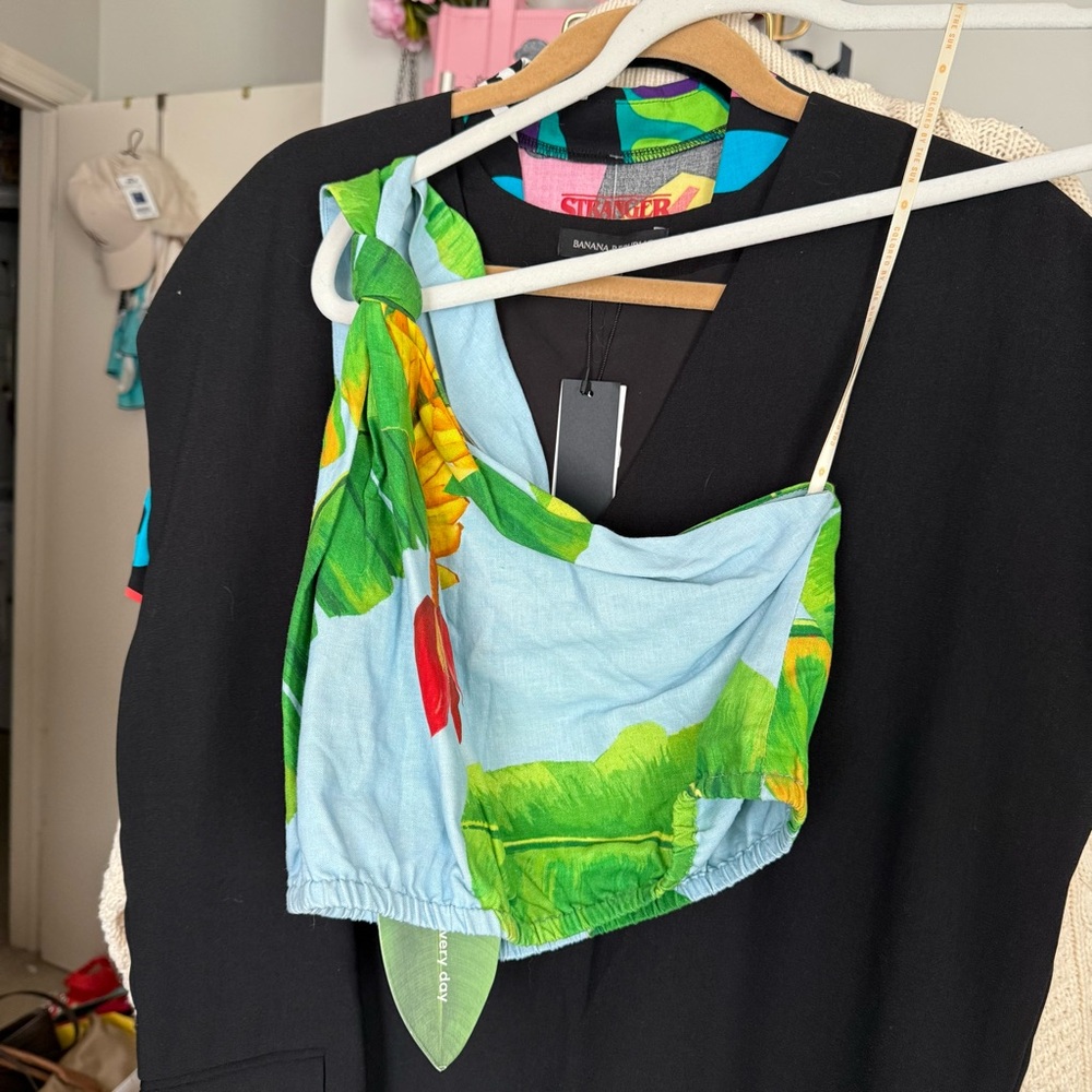 Farm rio one shoulder tropical Crop Top